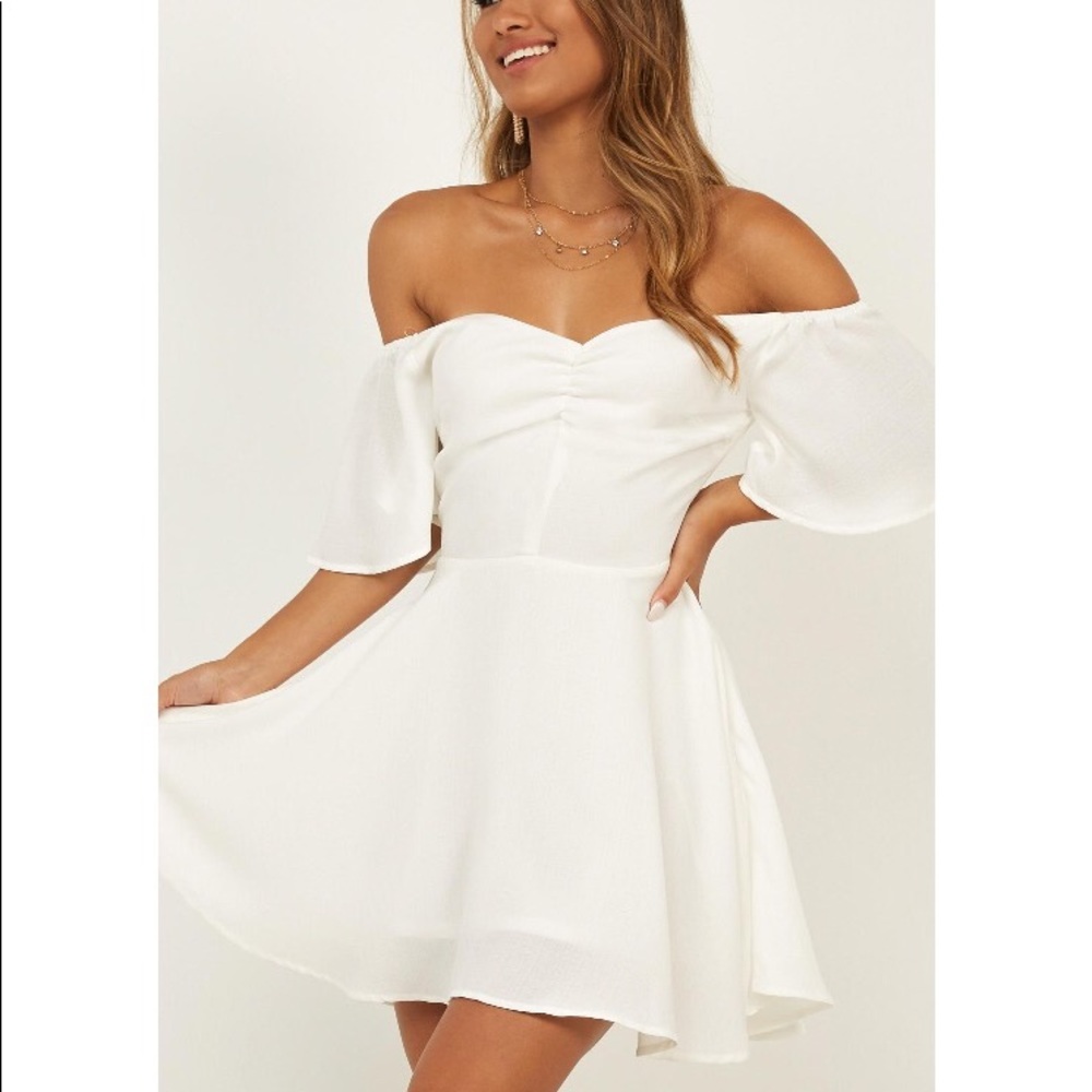 Off the shoulder a-line “high pressure” dress